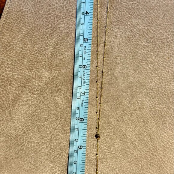 Gold tone Lariat Necklace set with huge genuine lapis lazuli pendant 17" + 4" - Picture 3 of 7